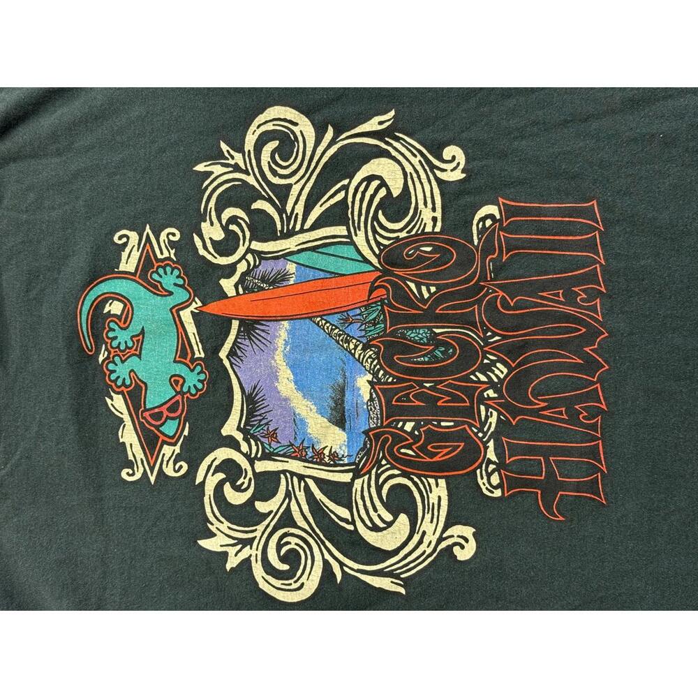 Vintage Gecko Hawaii Surf T-shirt Big Wave Art Gun Surfboard